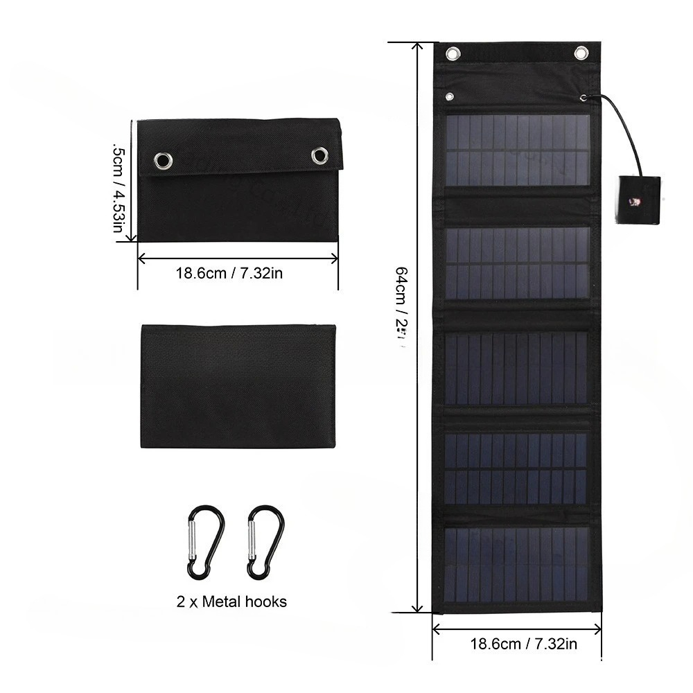 Solar Charger Panel Foldable - 25W 5V ソーラーフォールディングバッグ 防水 緊急用 ポータブルソーラーパネル