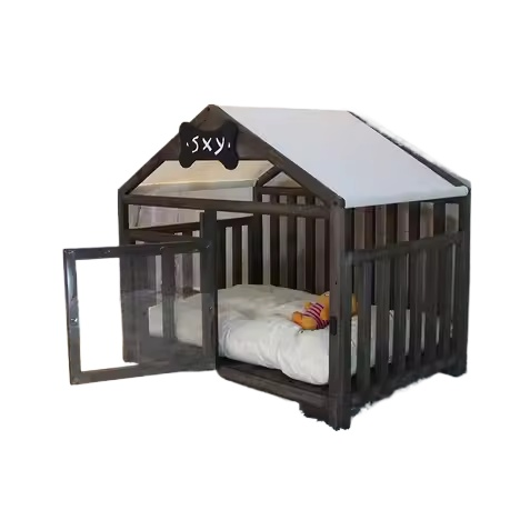 Sustainable Living Design - モダンで豪華な室内犬小屋、カスタマイズ可能な木製デザイン、リビングルームでの使用に適したサステナブルな屋外スタイル