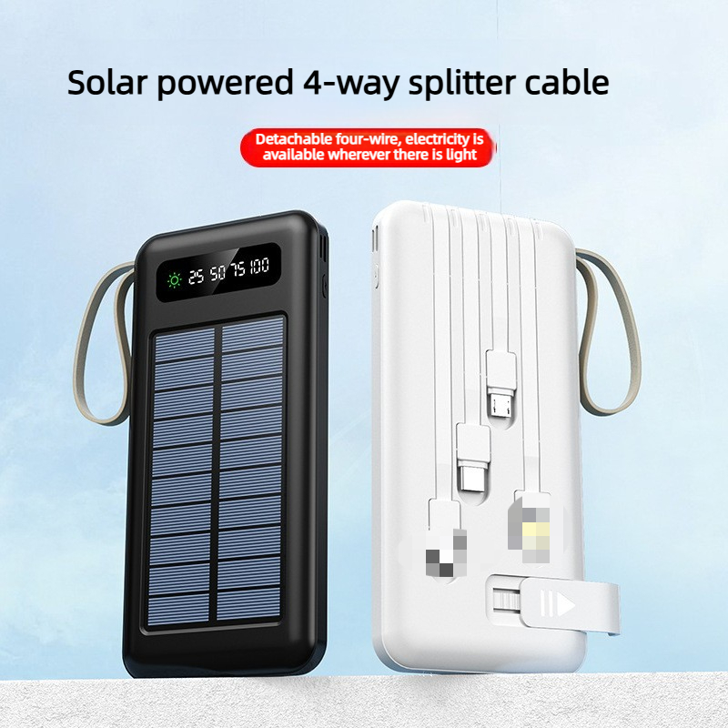 Solar Charger Panel Foldable - 10000/20000mAh屋外用ソーラー大容量モバイルバッテリー iPhone/Androidスマホ対応 共用セルフコンテインドケーブル（CCC）