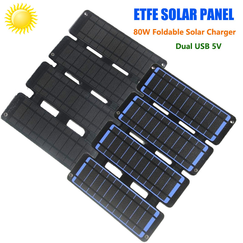 80W折りたたみ式ソーラーパネル,USB 5V,ソーラー充電 - Solar Charger Panel Foldable のレビューと価格