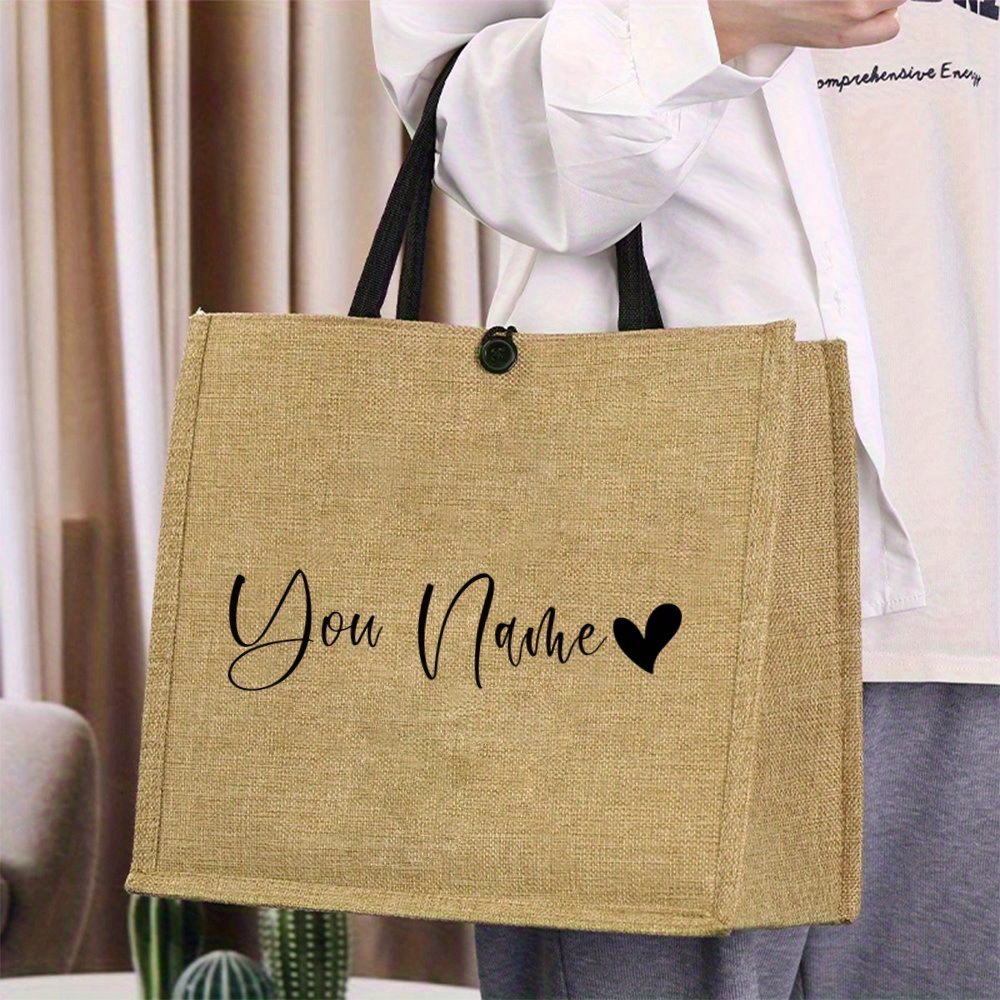 パーソナライズされた名前入りリネントートバッグ、愛のプリント - Linen Bag Bulk のレビューと価格