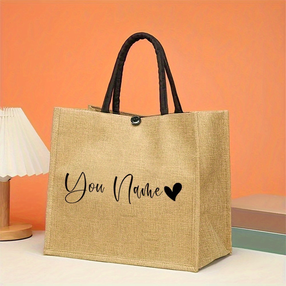 パーソナライズされた名前入りリネントートバッグ、愛のプリント - Linen Bag Bulk のレビューと価格