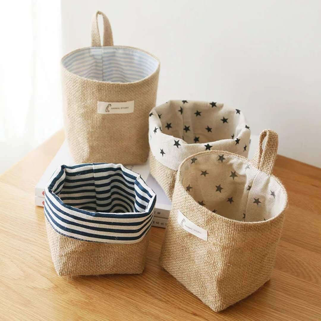 北欧スタイルの小さな吊り壁ポケット収納バスケット袋雑貨オーガ - Linen Bag Bulk のレビューと価格