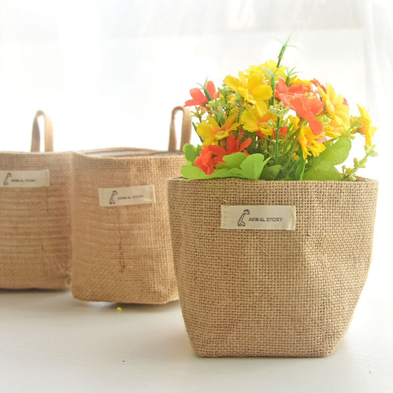 北欧スタイルの小さな吊り壁ポケット収納バスケット袋雑貨オーガ - Linen Bag Bulk のレビューと価格