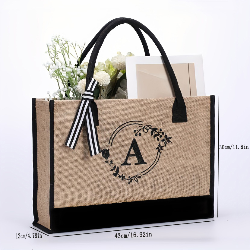 ジュート布製大容量A-Z文字入りショルダーバッグ、ギフトバッ - Linen Bag Bulk のレビューと価格