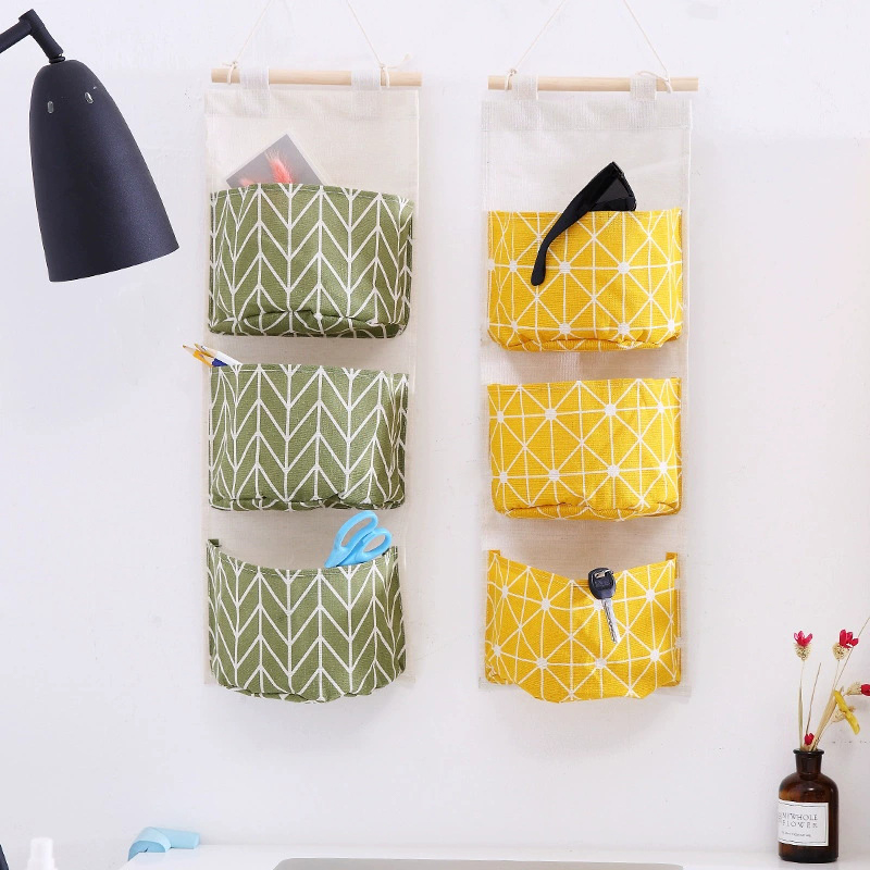 1PC 3 ポケット吊り下げ壁収納袋家庭用寝室リビングルーム - Linen Bag Bulk のレビューと価格