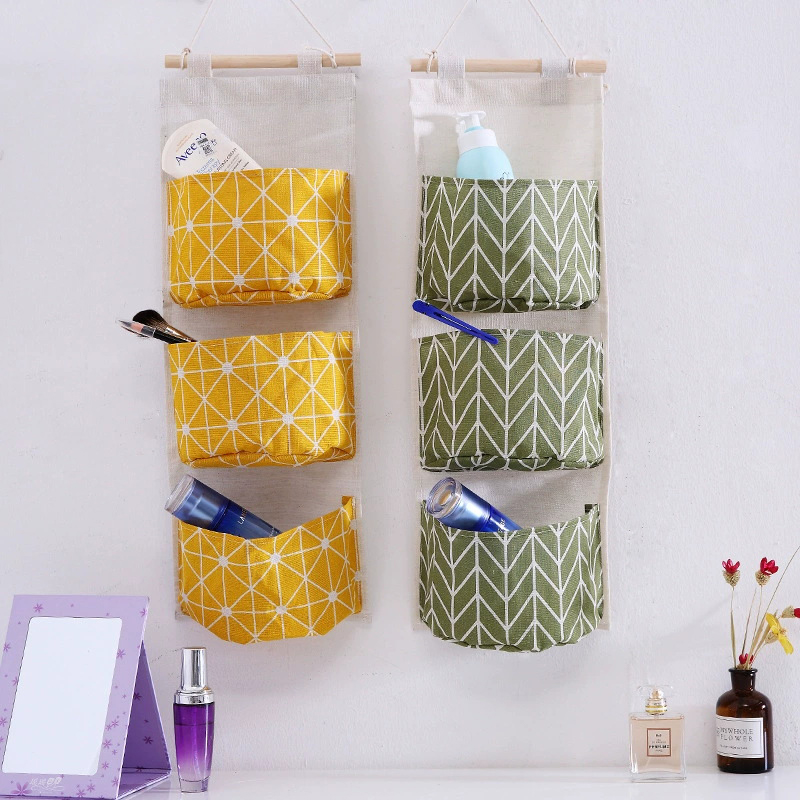 1PC 3 ポケット吊り下げ壁収納袋家庭用寝室リビングルーム - Linen Bag Bulk のレビューと価格