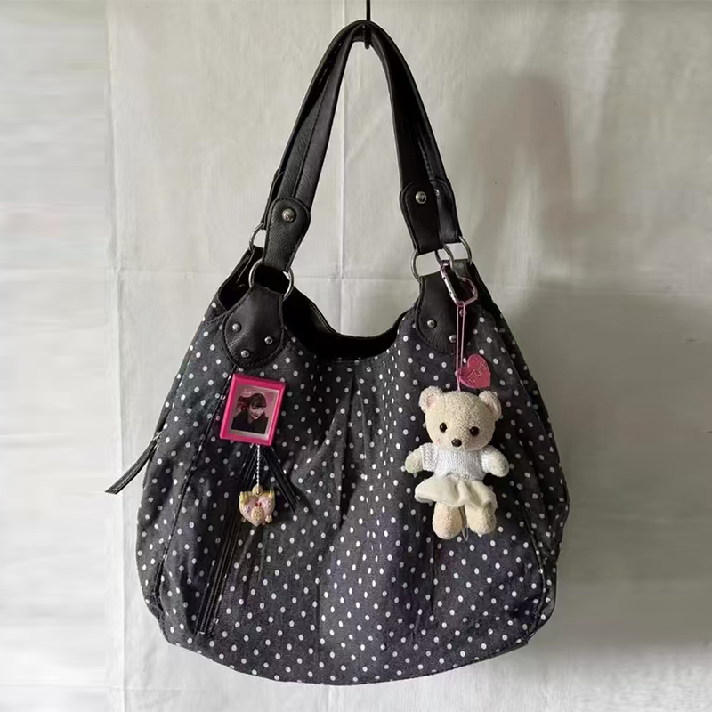 ファッショナブルなヴィンテージメッセンジャーバッグ新しい水玉 - Linen Bag Bulk のレビューと価格