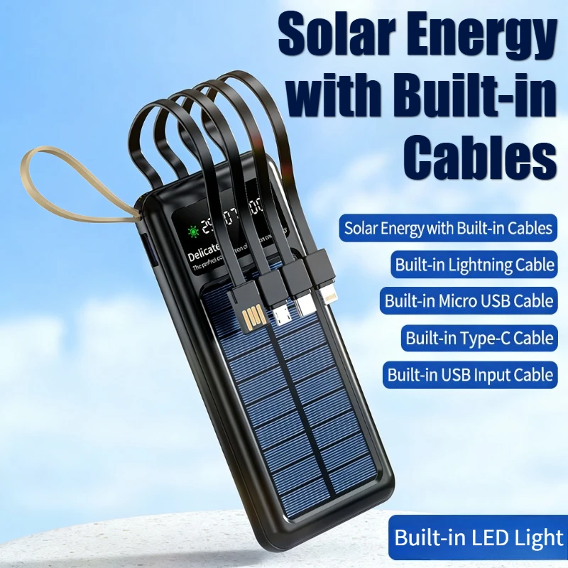 ソーラーパワーバンク 20000mAh、内蔵ケーブルとデュア - Solar Charger Panel Foldable のレビューと価格