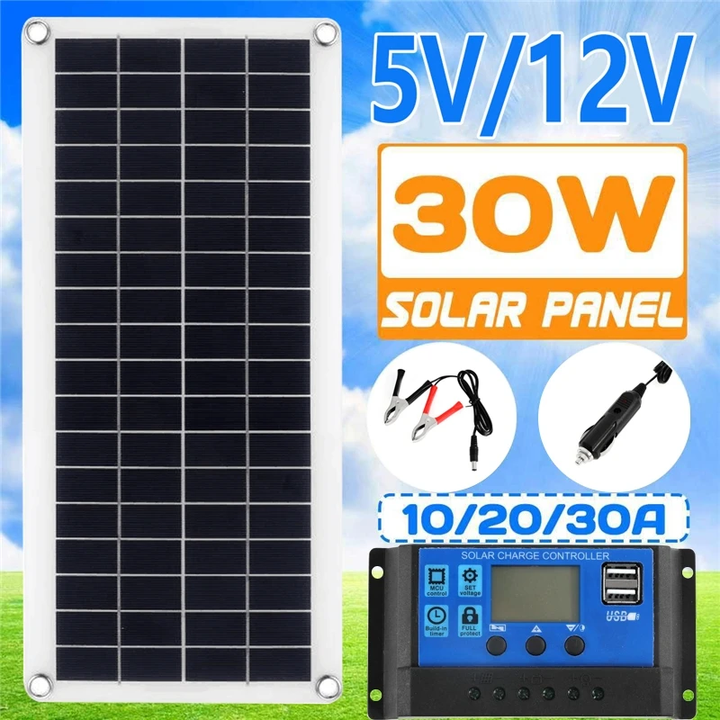 ソーラーパネルキット 30 ワット 12V デュアル USB - Solar Charger Panel Foldable のレビューと価格