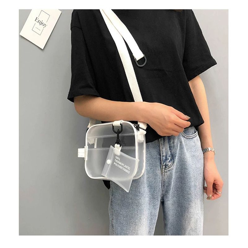 カジュアル PVC 透明バッグ女性クロスボディバッグゼリー小 - Linen Bag Bulk のレビューと価格