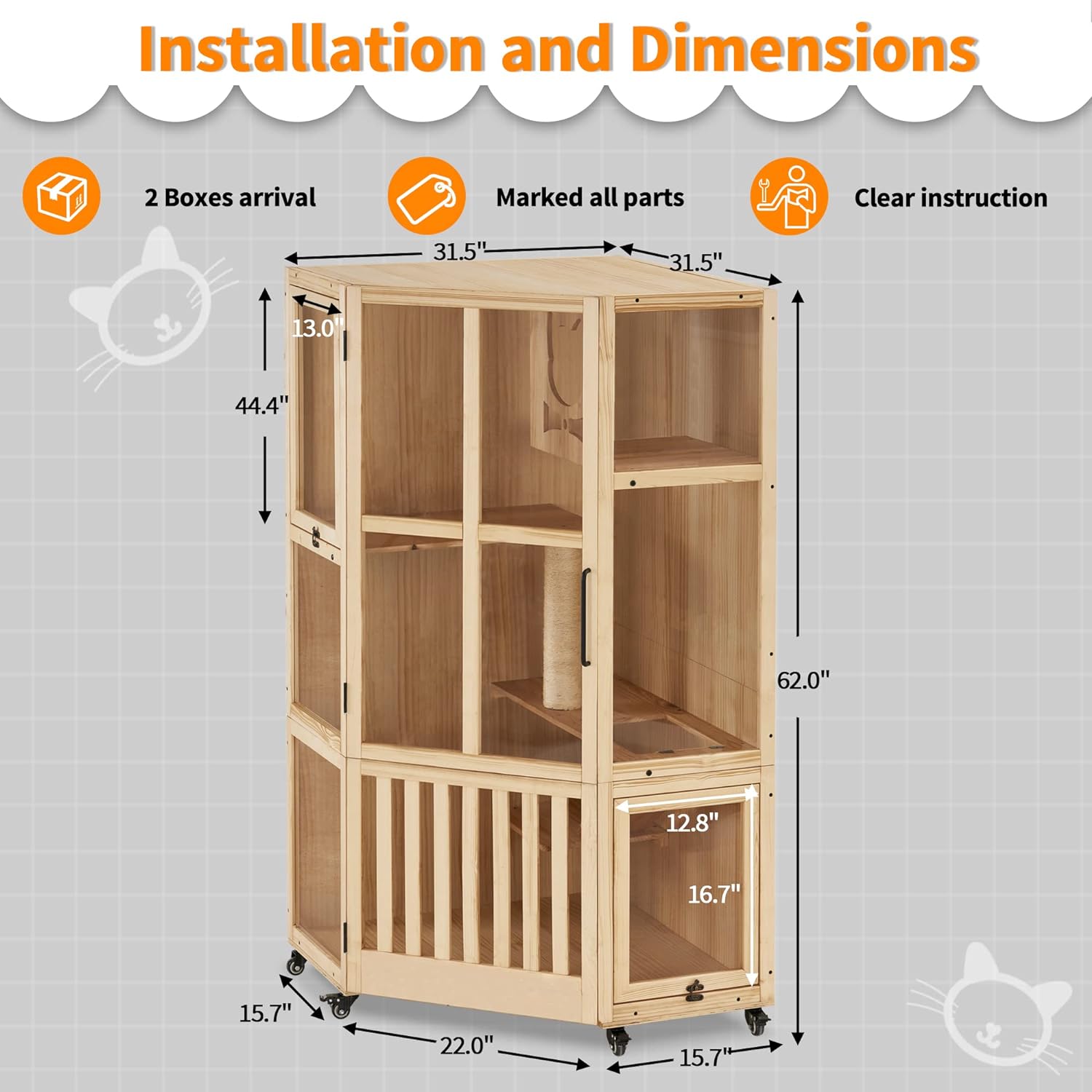 広々とした多機能密閉型キャットヴィラ 快適なデザイン 室内木 - Sustainable Living Design のレビューと価格