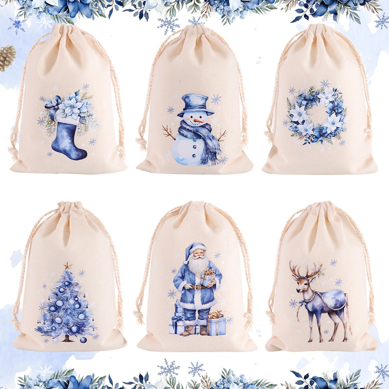 6 個クリスマスリネンコットンギフトバッグメリークリスマスデ - Linen Bag Bulk のレビューと価格
